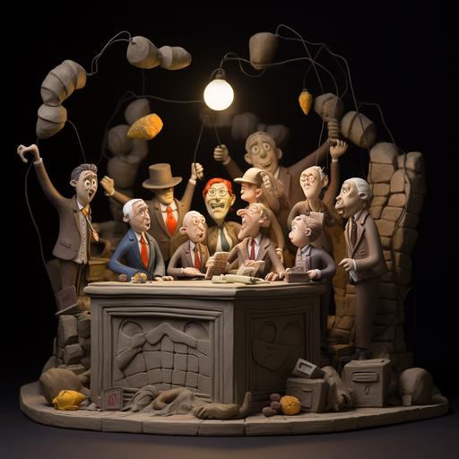 Claymation scene of a bustling voting booth, vibrant characters casting their votes, emphasis on intricate clay textures, playful lighting, capturing the essence of democracy in motion.