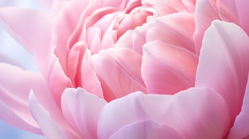 Close up macro view of pink peony flower bud. Floral background pattern --ar 16:9