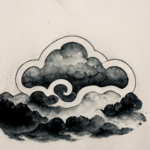 Cloud, tattoo design, line art