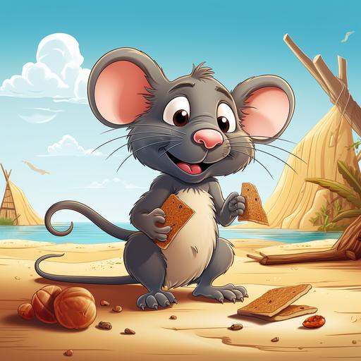 Colored page for kids, rat, cartoon style, thick lines, low details, no shadow –ar 9:11