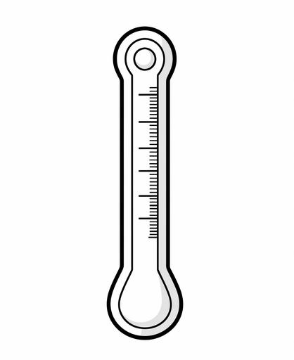 Coloring page of cute, simple thermometer, use clean lines and leave plenty of white space for coloring, simple line art, one line art, clean and minimalistic line, --ar 9:11