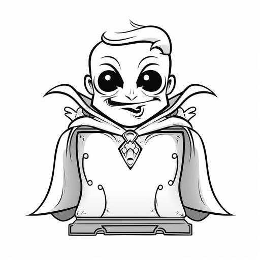 Coloring page. Cute Halloween cartoon. Vampire coffin. Black and white page for kids cartoon, simple style.