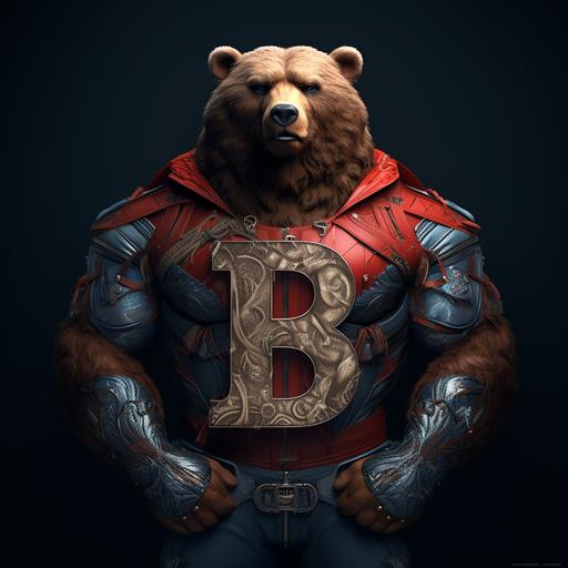 Comic bear With a B on his chest