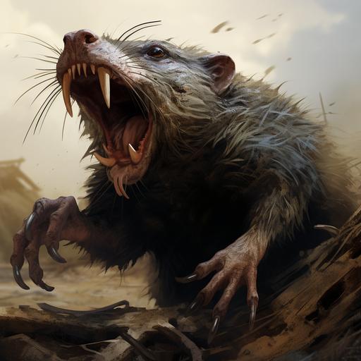 Concept Art, Bonechewers are five-foot-long mole-like rodents feed on bones. They are entirely sightless, They also have huge saw-like incisors