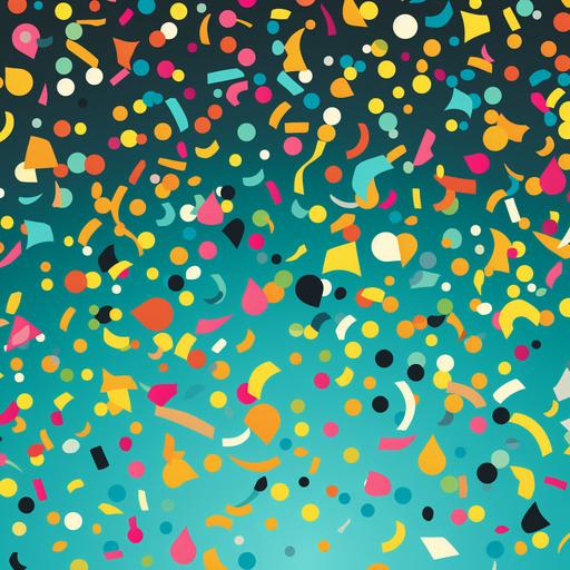 Confetti wallpaper background. Cartoon vector style with bold flat colours.