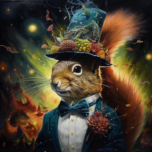 Coniferous dreams, where pineapples wear hats, Squirrels breakdance, and galaxies chase cats. --v 5.2
