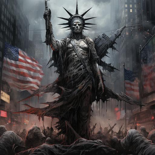 Constitution of the United States of America, American flag, New York cityscape, dystopian city, close-up, dark fantasy, intricate details, hyper detailed, gothic, low detail, vivid color, HD photo, ultra 4K Extra limbs, missing limbs, body parts attached eagle, gothic, intricate details, hyper detailed, Jean Baptiste Monge, Carne Griffiths, Michael Garmash, Seb Mckinnon long ears, extra ears, Closed eyes, averted eyes, plastic, Deformed, blurry, bad anatomy, bad eyes, crossed eyes, disfigured, poorly drawn face, mutation, mutated, extra limb, ugly, poorly drawn hands, missing limb, blurry, floating limbs, disconnected limbs, malformed hands, out of focus, long neck, long body, ((((mutated hands and fingers)))), (((out of frame))), (((signature))), (((signatures))) blender, doll, cropped, low-res, close-up, poorly-drawn face, out of frame double, two heads, disfigured, too many fingers, deformed, repetitive, black and white, grainy, extra limbs, bad anatomy,
