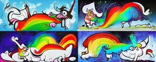 Craig McCracken cartoon unicorn farting rainbows --w 640