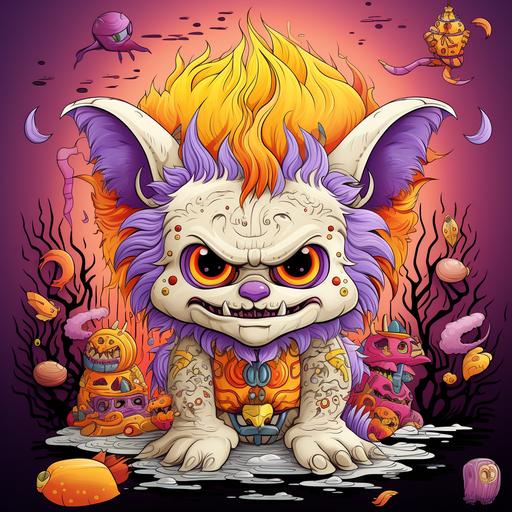 Create Coloring Book cover ,Inspirational Coloring Book for Kids about halloween animal thailand ,Tightly, the yellow tone mixed with purple gives out a tech style that is strange, modern, like the world doesn't forget, allowing children to be creative.