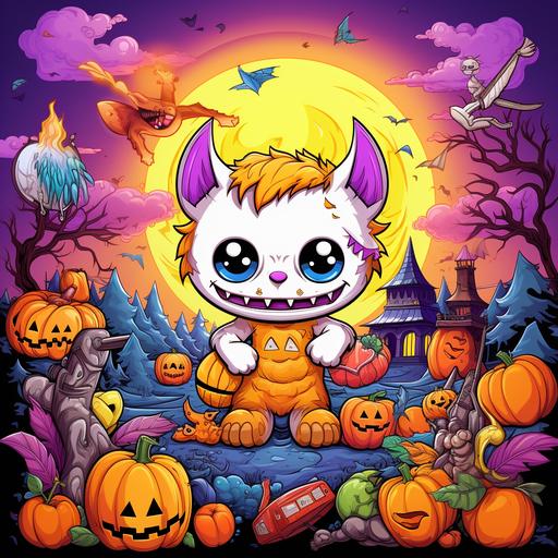 Create Coloring Book cover ,Inspirational Coloring Book for Kids about halloween animal thailand ,Tightly, the yellow tone mixed with purple gives out a tech style that is strange, modern, like the world doesn't forget, allowing children to be creative.