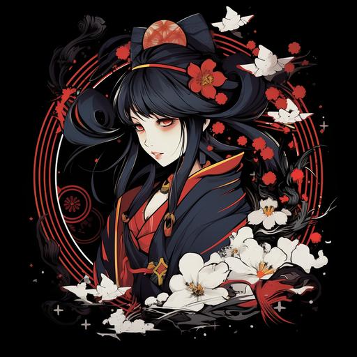 Create a black t - shirt with anime designs