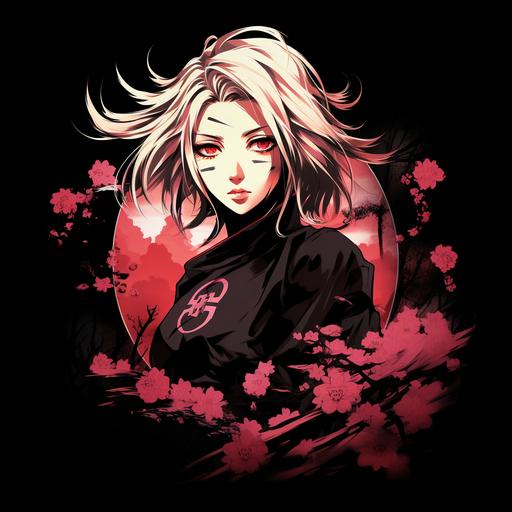 Create a black t - shirt with anime designs
