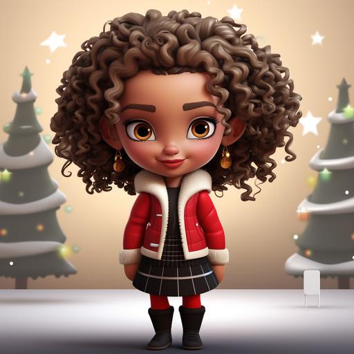 Create a character in various positions and expressions for a children's story Characteristics: girl, light brown skin, curly hair, businesswoman, dressed in a red jacket, ugly sweater, a skirt with black and white squares, red shoes. place the character in various positions, in a luxury and elegant office, disney style, chibi, full body, cute, smiling, unreal engine, detailed, ultra high definition, 8k