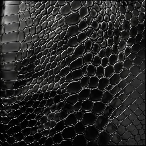 Create a high-resolution square image of black snake skin, specifically designed for use as a pattern in the fashion world. Ensure detailed capture of scale textures and maintain visual coherence throughout the design. The image should be large enough to be used as a repeating pattern on clothing and accessories --v 6.0