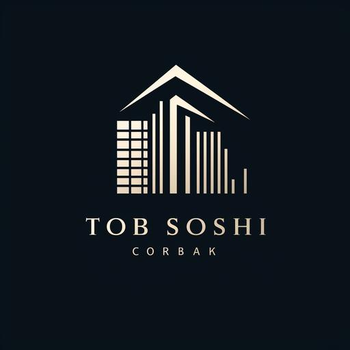 Create a logo for a real estate company named '株式会社東進グループ' (Toshin Group Co., Ltd.). The company is located in Tokyo and has a young and vibrant team. The logo should be innovative and distinctive, embodying the youthful energy of the company members and the professionalism of the real estate industry. Draw inspiration from the creative and iconic styles of Apple or Google logos, but ensure that the design is unique and represents the company's identity.