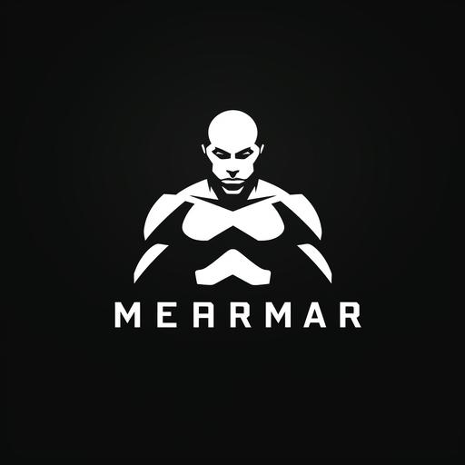 Create a minimalist logo for a store called 'MMA-Center'. The logo should capture the essence of mixed martial arts while being modern and appealing. Emphasize elements such as strength, endurance and versatility. Use a limited color palette that exudes energy and determination. Remember that the logo should be legible and scalable on both printed materials and digitally.