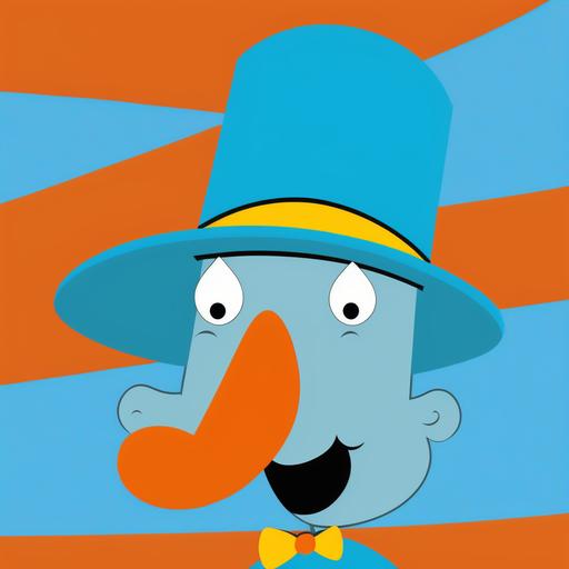 Create a playful and charming cartoon character with a very big nose as the focus of the image that will delight young children. Use bold and bright colors that will evoke a sense of fun and excitement. Show the nose in a unique and creative way, such as with a distinct shape or pattern that stands out. Add playful details to the character, such as a hat or a pair of oversized glasses, that complement the nose and add to the overall design. Use bold and curved lines to create a friendly and approachable feeling, and convey a sense of humor and whimsy that will capture children's imaginations. Make the character look cute and approachable, with a cheerful and expressive face that will encourage children to engage with the image. Use a fun and imaginative background that complements the character's design and adds to the sense of playfulness and joy in the image, such as a colorful cityscape or a fantastical world.