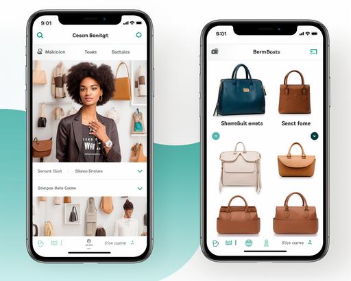 Create a realistic image of a Split image showing before and after. Left: Customer browsing generic items on phone. Right: Customer happily interacting with personalized product suggestions on phone, Linkedin Carousel, keep space for text --ar 5:4