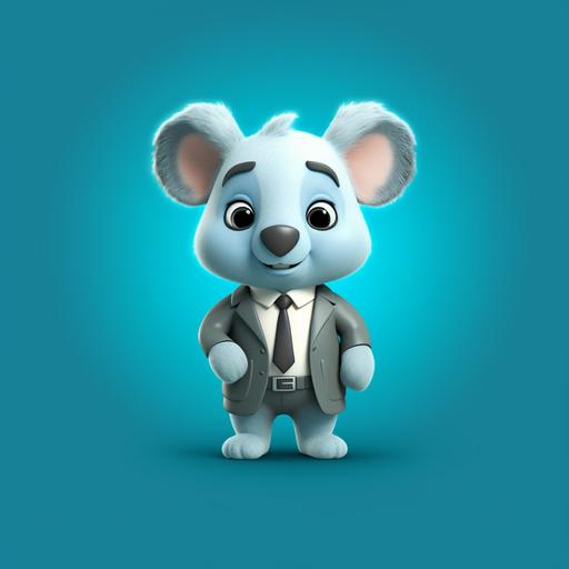 Create a visually pleasing 3D image of a chibi-style koala, following the aesthetics of Pixar's animation style. This koala is to be the mascot of a law firm, so dress it up in an elegant yet playful lawyer's suit, including elements like a formal jacket, crisp white shirt, and a colorful tie to add a fun touch. The koala should be anthropomorphized, standing on its hind legs, similar to characters in movies like 'Zootopia'. Design the koala to be adorably chubby, with big round eyes and a friendly smile, making it approachable and endearing. However, the eyes should also convey intelligence and reliability, reflecting the qualities of a trustworthy attorney. Have the koala posed in a lawyerly fashion, perhaps holding a law book or pointing towards a law-related symbol, such as the scales of justice. Make sure the pose is natural and adds to the overall charm of the character. For the environment, opt for a law office setting. Subtly incorporate details that represent law and justice. Use warm lighting to create a welcoming atmosphere. The design should be suitable for various platforms and maintain its visual appeal at different scales. This will ensure that the mascot can be effectively used across a variety of media, from websites to billboards. The final image should be created in high resolution (at least 300 DPI) to ensure that it looks sharp and professional when printed or viewed on high-resolution screens.