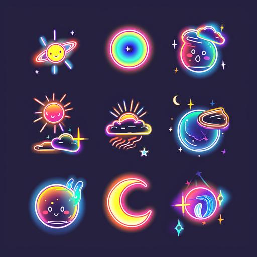 Create an image featuring a variety of objects, each encircled by a glowing line in a different color. The objects should include a mix of natural and man-made elements. The glowing lines around each object should be in distinct and vibrant colors, making each object stand out distinctly against a neutral background. The composition should be visually striking, with the colorful glowing outlines adding a dynamic and engaging aspect to the sceneCreate an image featuring a variety of objects, each encircled by a glowing line in a different color. The objects should include a mix of natural and man-made elements. The glowing lines around each object should be in distinct and vibrant colors, making each object stand out distinctly against a neutral background. The composition should be visually striking, with the colorful glowing outlines adding a dynamic and engaging aspect to the sceneset of weather emoji stickers, 🌈 🌞 🌨️ ☁️, Lo-fi style, kawaii illustration, vaporwave, sparklecore, quirky characters, vibrant holographic gradient, iridescent highlights, flat vector, minimalist, ✨❤️💎, wireframe hologram, white background --v 6.0