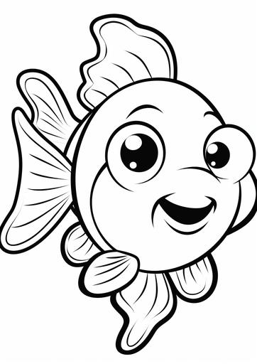 Create coloring pages for kids of clownfish in a cartoon style. lines are thick, the details are minimal, it's in black and white, and there is no shading --ar 85:120