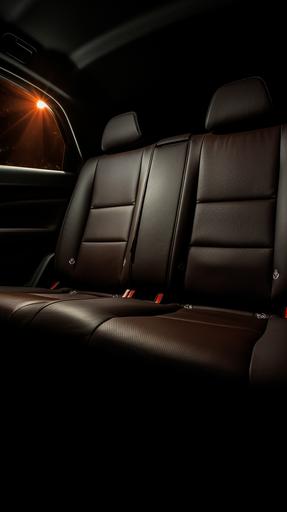Created a very dark photo of a car's back seat on a very dark night, 8k, highly detailed, shot with Nikon Reflex D3200, natural Lighting, natural colors, hyperrealistic, real photo, --ar 9:16