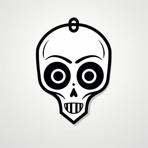 Creppy alien Calavera dogtag sticker logo, vector, logo design, flat, line draw, simple, icon, minimalist, white background --v 5.2