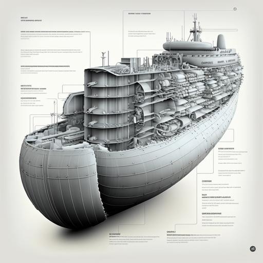 Cured Permanent ballast ,grey, marine ballast tank,Lateral view stratified anatomy of ship