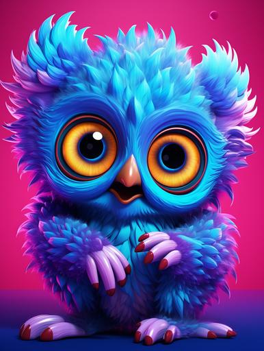 Cute Baby Animal With Big Eyes, psychedelic Cartoon Character, 8k, --ar 3:4
