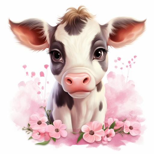 Cute Cow Clipart Dairy Cow Animals Cow PNG Pink Cow Famer Farm PNG Hearts Adorable Cow Sublimation Milk Cow Printable Baby Cow Farm Illustration Print