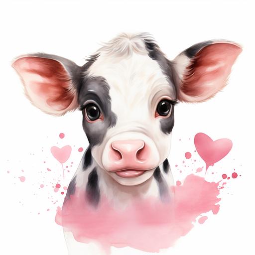 Cute Cow watercolor Clipart Dairy Cow Animals Cow PNG Pink Cow Famer Farm PNG Hearts Adorable Cow Sublimation Milk Cow Printable Baby Cow Farm Illustration Print