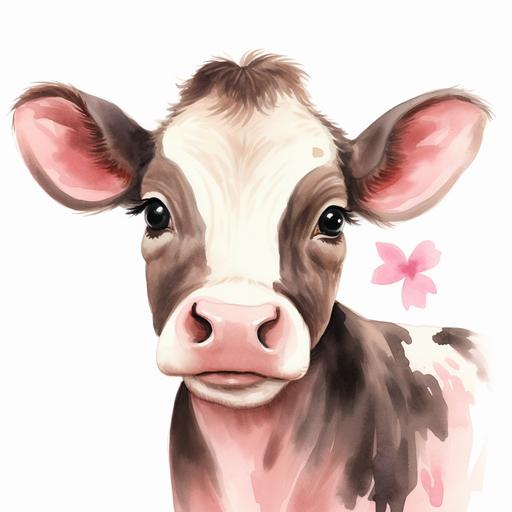 Cute Cow watercolor Clipart Dairy Cow Animals Cow PNG Pink Cow Famer Farm PNG Hearts Adorable Cow Sublimation Milk Cow Printable Baby Cow Farm Illustration Print