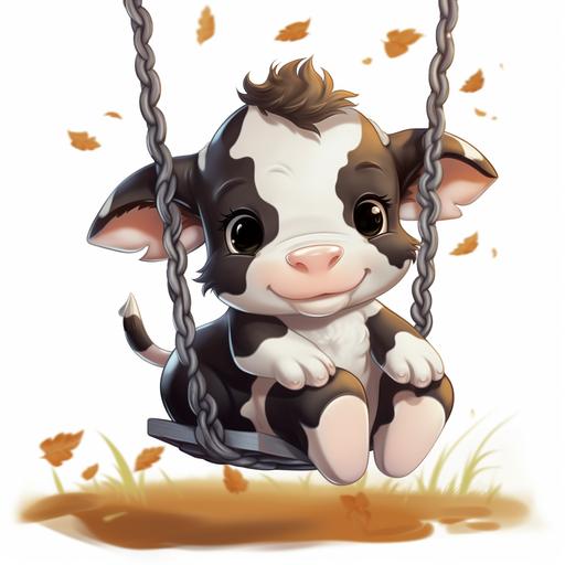 Cute Dairy Cow on a Swing Farm Animals Cow Famer Farm Sublimation Cute Cow Adorable Cow Sublimation Milk Baby Cow Farm clipart Illustration