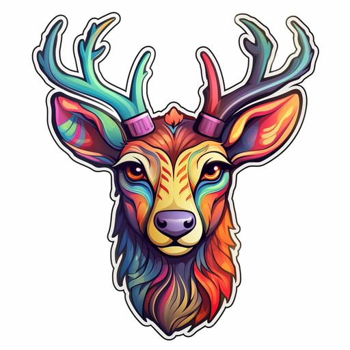 Cute Reindeer, Sticker, Cute, Saturated Colors, Deviant Art, Contour, Vector, White Background, Detailed --v 5.2