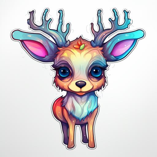 Cute Reindeer, Sticker, Cute, Saturated Colors, Deviant Art, Contour, Vector, White Background, Detailed --v 5.2