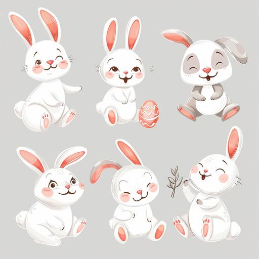 Cute bunny, bunny clipart, easter bunny clipart, white background, individual elements separated from each other, main bunny element, easter egg