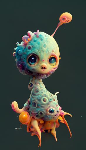 Cute but crazy space creature child, octaine renderer --ar 9:16