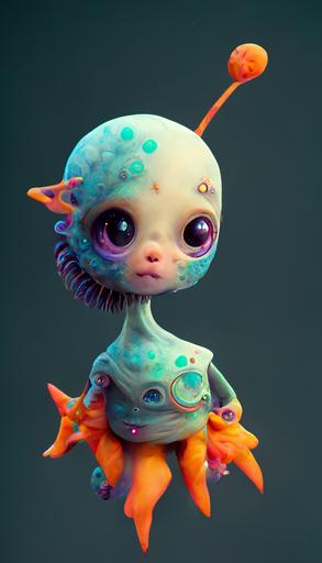 Cute but crazy space creature child, octaine renderer --ar 9:16