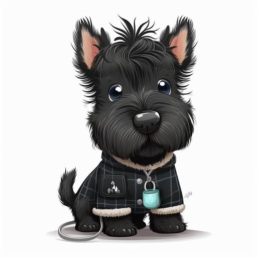 Cute cartoon veterinarian baby realistic scottish terrier