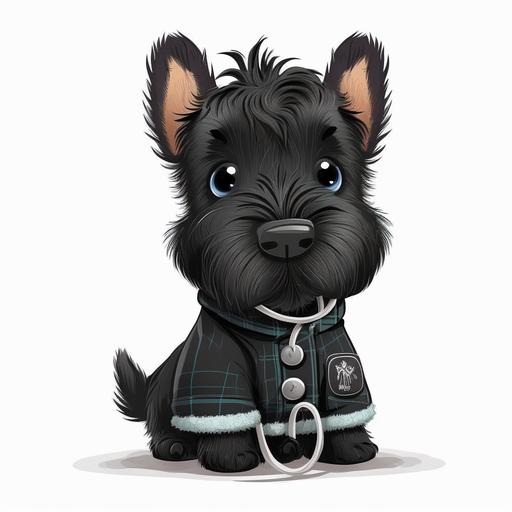 Cute cartoon veterinarian baby realistic scottish terrier