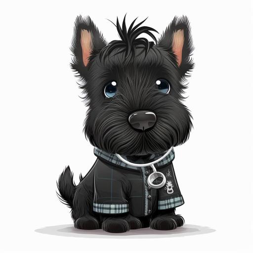 Cute cartoon veterinarian baby realistic scottish terrier