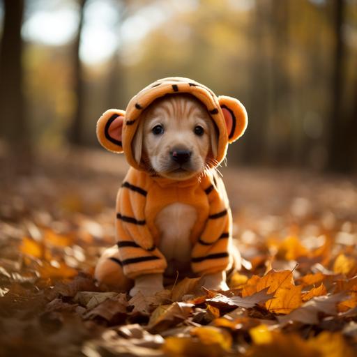Cute labrador puppy wearing tiger 🐯 costume --c 30