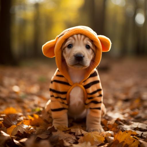 Cute labrador puppy wearing tiger 🐯 costume --c 30