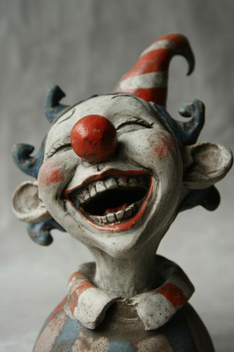 Cute laughing anime clown girl stoneware --v 6.0 --ar 2:3