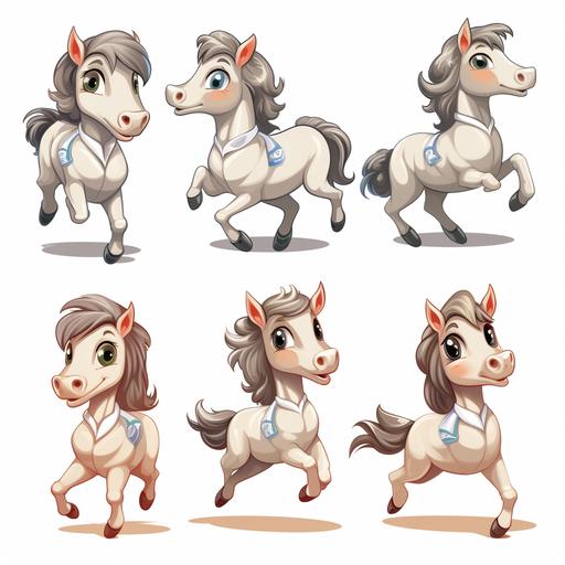 Cute little horse, Running side ways with a baton for the track and field relay,, Multiple poses and expressions,No Background--niji--ar 1:1