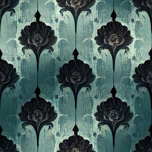 Dark teal victorian damask wallpaper --tile --v 3 --upbeta --test --creative