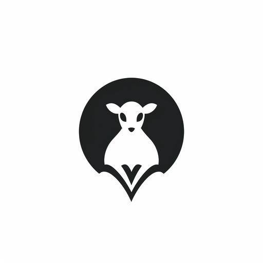 Design a black and white, minimalist logo featuring a symmetrical representation of a lamb shaped as a water drop. The logo should have a completely white background and be suitable for both website and print usage. The design should convey simplicity, elegance, and the merging of the concepts of a lamb and a water drop. Consider incorporating clean lines, minimalistic shapes, and negative space effectively to achieve a balanced and visually appealing logo. The focus should be on creating a recognizable and memorable mark that embodies the essence of a lamb while maintaining the fluidity and form of a water drop.