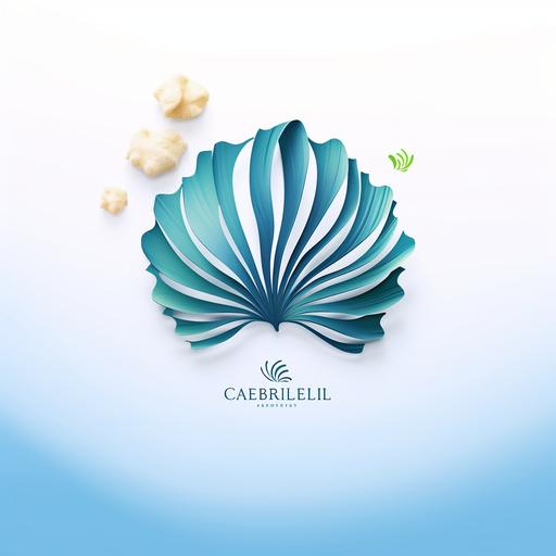 Design a logo for 'Caribella,' a health and wellness brand that specializes in products sourced from the Caribbean. The logo should feature an artistic representation of a clam's mouth, symbolizing ocean waves and a sense of natural purity. Incorporate subtle elements of palm trees, capturing the essence of the Caribbean environment. Use vibrant and tropical colors to evoke the region's lively spirit. The logo should have a feminine touch, exuding elegance and sophistication while maintaining a strong connection to the brand's health and wellness focus.