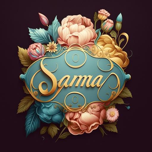 Design a logo with the word Candy, surrounded by luxurious flowers, cheerful colors, romantic fonts