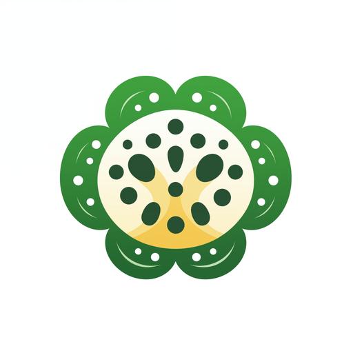 Design a lotus root Logo will be personified lotus root, vector graphics 2d, white background，Flat style --v 5.2
